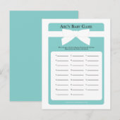 Elegant Blue Bow ABC's Baby shower Game Uitnodiging Briefkaart (Voorkant / Achterkant)