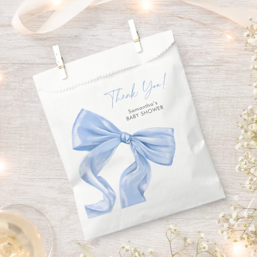 Elegant Blue Bow Baby shower Bedankzakje (Geknipt)
