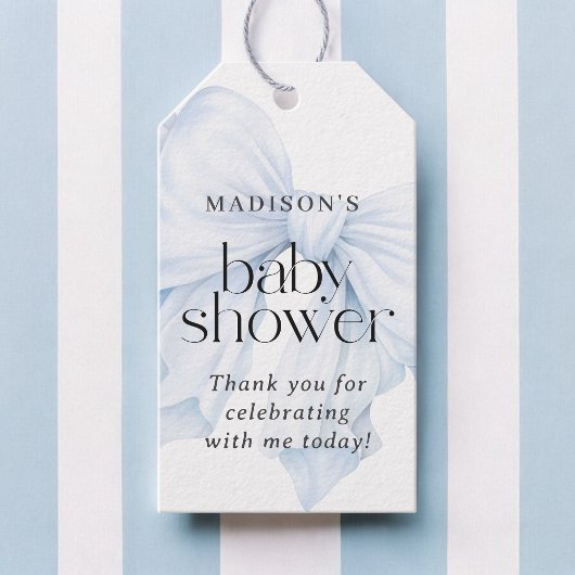 Elegant Blue Bow Baby shower Favoriet Cadeaulabel