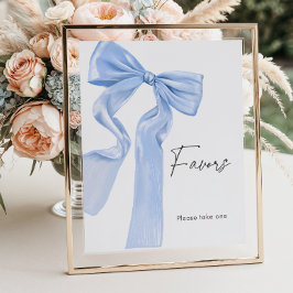 Elegant Blue Bow Baby shower Favorieten Poster
