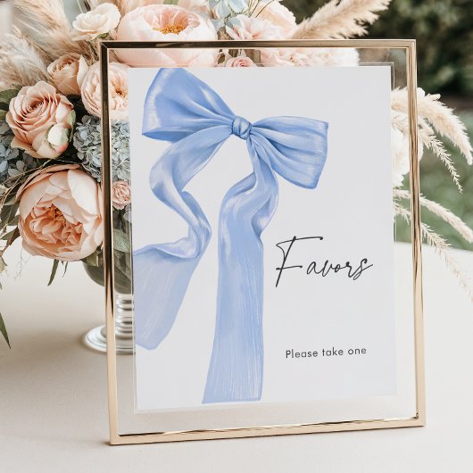Elegant Blue Bow Baby shower Favorieten Poster