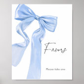 Elegant Blue Bow Baby shower Favorieten Poster (Voorkant)