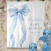 Elegant Blue Bow Baby shower Foto achtergrond