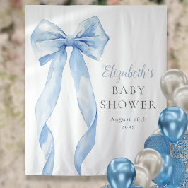 Elegant Blue Bow Baby shower Foto achtergrond Wandkleed
