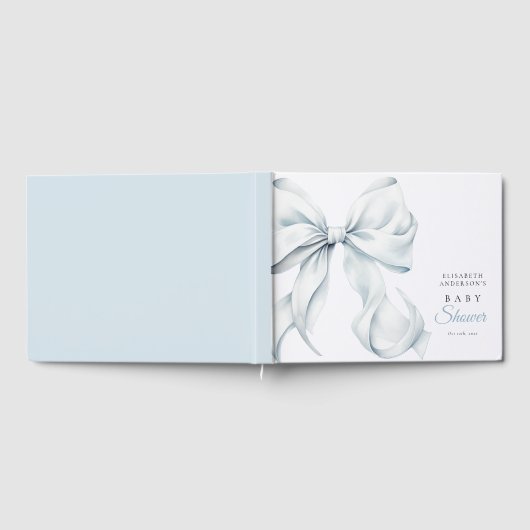 Elegant Blue Bow Baby shower Gastenboek (Volledig)