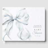 Elegant Blue Bow Baby shower Gastenboek (Voorkant)