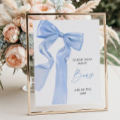 Elegant Blue Bow Baby shower Hoeveel Bogen Poster