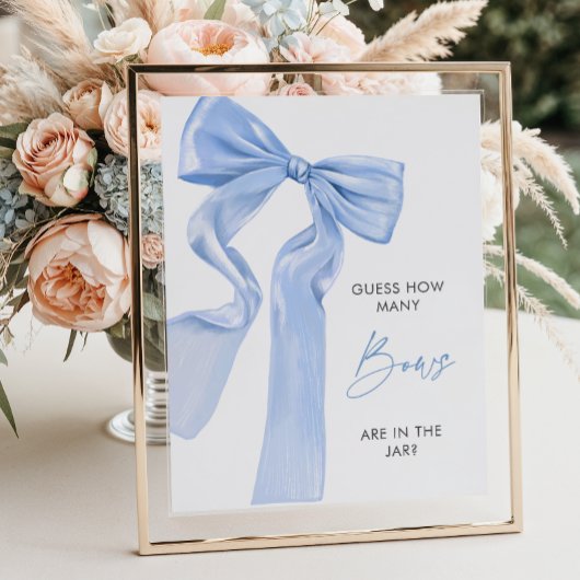 Elegant Blue Bow Baby shower Hoeveel Bogen Poster