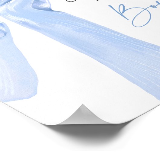 Elegant Blue Bow Baby shower Hoeveel Bogen Poster (Hoek)