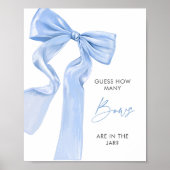 Elegant Blue Bow Baby shower Hoeveel Bogen Poster (Voorkant)