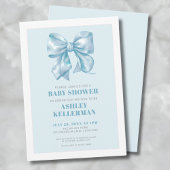 Elegant Blue Bow Baby shower Kaart