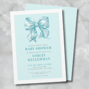 Elegant Blue Bow Baby shower Kaart