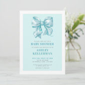 Elegant Blue Bow Baby shower Kaart (Staand voorkant)