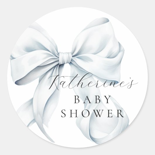 Elegant Blue Bow Baby shower Ronde Sticker (Voorkant)