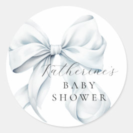 Elegant Blue Bow Baby shower Ronde Sticker