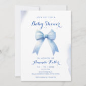 Elegant Blue Bow Baby shower Uitnodiging (Voorkant)