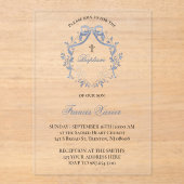  elegant blue bow | Baptism Acryl Uitnodigingen (Voorkant)