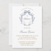  elegant blue bow | Baptism Kaart (Voorkant)