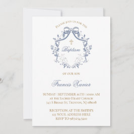elegant blue bow | Baptism Kaart