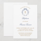  elegant blue bow Baptism Kaart (Voorkant / Achterkant)