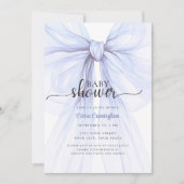 Elegant Blue Bow Boy Baby Shower Invitation Kaart (Voorkant)
