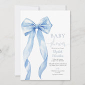 Elegant Blue Bow Boy Baby shower Kaart (Voorkant)