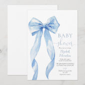 Elegant Blue Bow Boy Baby shower Kaart (Voorkant / Achterkant)