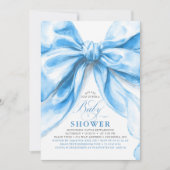 Elegant Blue Bow Boy Baby Shower Kaart (Voorkant)
