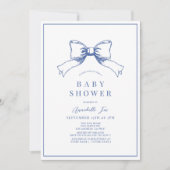 Elegant Blue Bow Boy Baby shower Kaart (Voorkant)