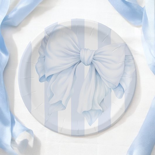 Elegant Blue Bow Boy Baby shower Papieren Bordje