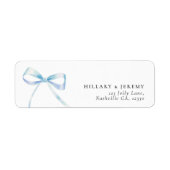 Elegant Blue Bow Boy Baby shower retouradres Etiket (Voorkant)