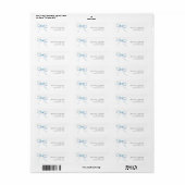 Elegant Blue Bow Boy Baby shower retouradres Etiket (Full Sheet)