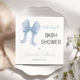 Elegant Blue Bow Boy Baby shower Servet
