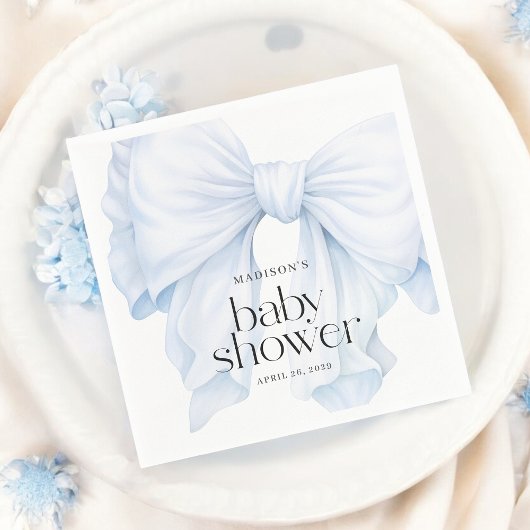 Elegant Blue Bow Boy Baby shower Servet