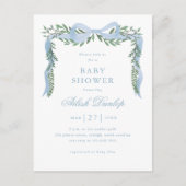 Elegant Blue Bow Boy Baby shower Uitnodiging (Voorkant)