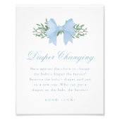 Elegant Blue Bow Boys Baby shower Luier Veranderen Foto Afdruk (Voorkant)