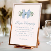 Elegant Blue Bow Boys Baby shower Luier Veranderen Foto Afdruk