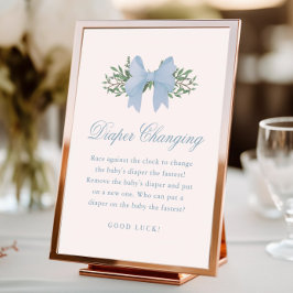 Elegant Blue Bow Boys Baby shower Luier Veranderen Foto Afdruk