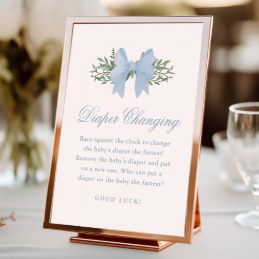 Elegant Blue Bow Boys Baby shower Luier Veranderen Foto Afdruk