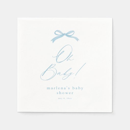 Elegant Blue Bow Boys Baby shower Servet (Voorkant)