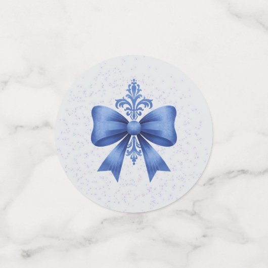 Elegant Blue Bow Bridal Shower Confetti (Kleine voorkant)