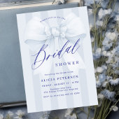 Elegant blue bow bridal shower kaart