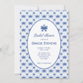 Elegant Blue Bow Bridal Shower Kaart (Voorkant)
