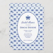 Elegant Blue Bow Bridal Shower Kaart (Voorkant / Achterkant)