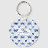 Elegant Blue Bow Bridal Shower Sleutelhanger (Voorkant)