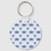 Elegant Blue Bow Bridal Shower Sleutelhanger (Achterkant)