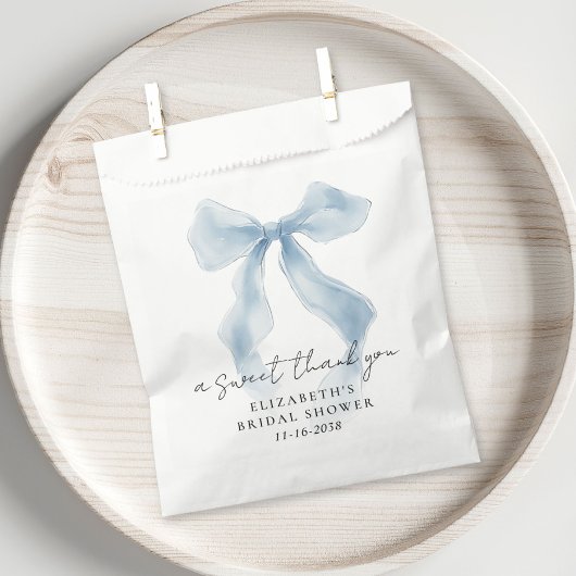 Elegant Blue Bow Bridal Shower Thank You Bedankzakje