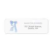 Elegant Blue Bow Coquette Adres Etiket (Voorkant)