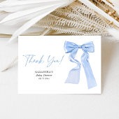 Elegant Blue Bow Coquette Baby shower Bedankkaart