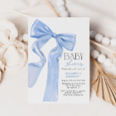 Elegant Blue Bow Coquette Baby shower Kaart